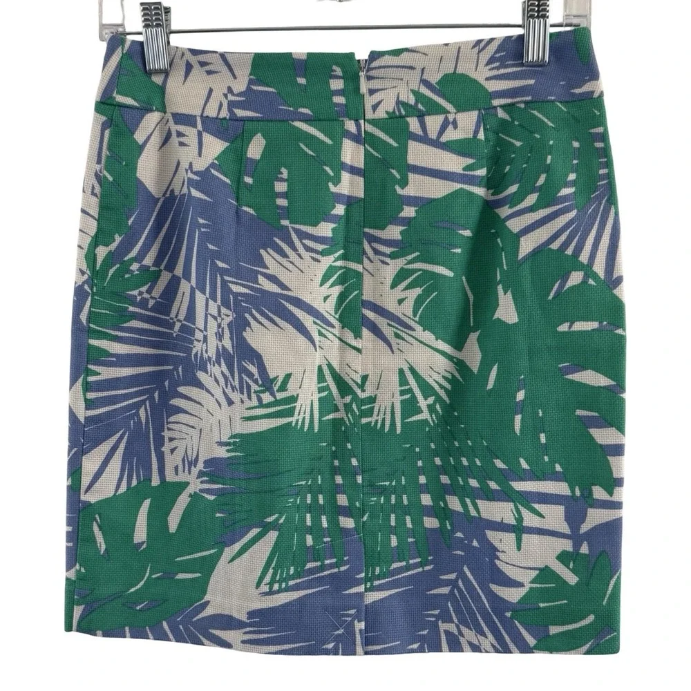 LOFT Petites Tropical Palm Leaf Pencil Skirt 00P Coastal‎ Resort Preppy Tropical